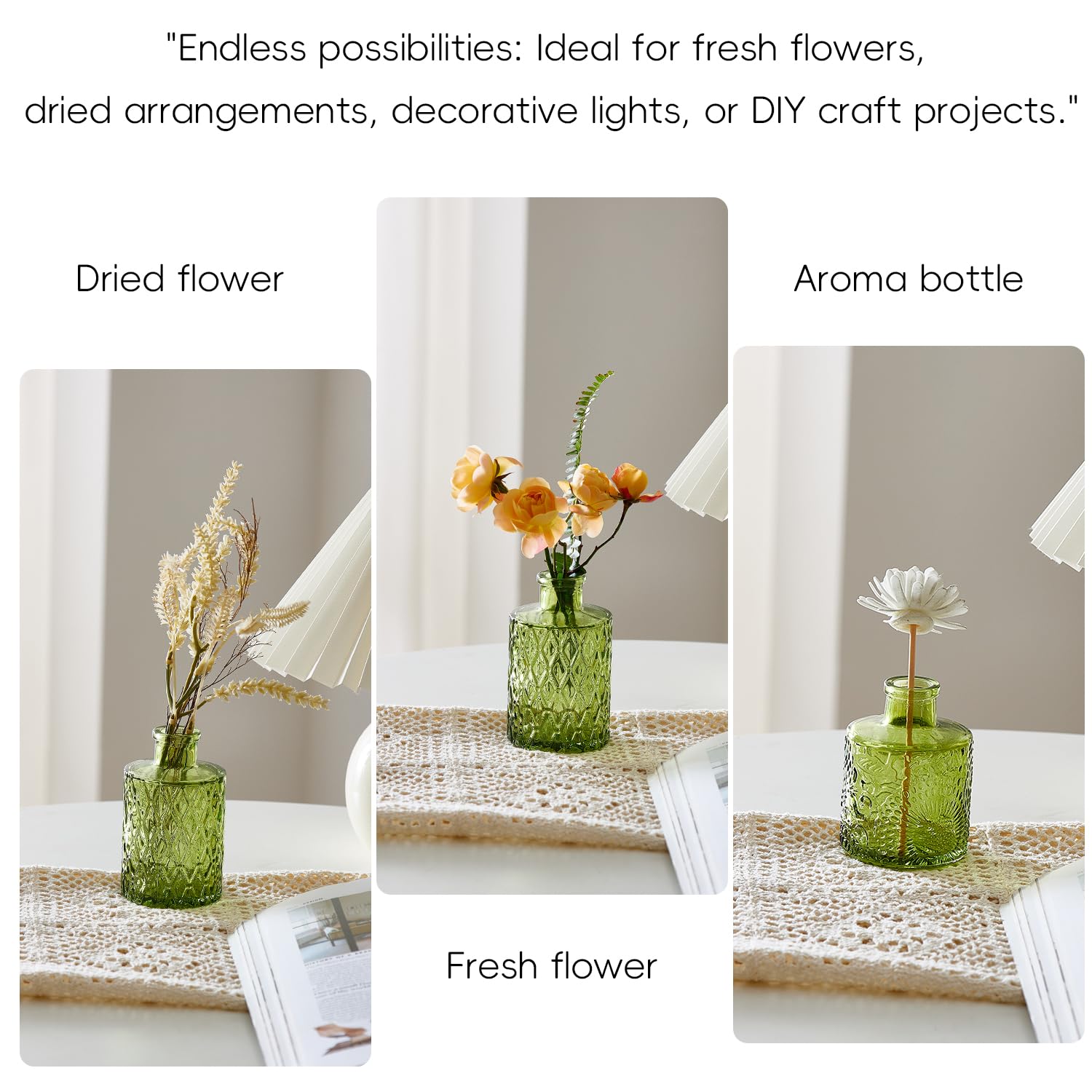 ODBCYWM thick crystal glass enhances light reflection for floral displays.