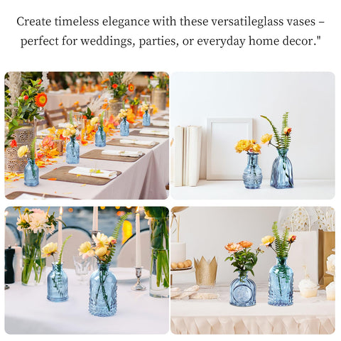 ODBCYWM blue crystal vases closeup highlighting crystal clarity for floral displays.