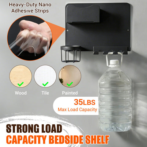 ODCPN bedside shelf showing damage-free installation with nano adhesive