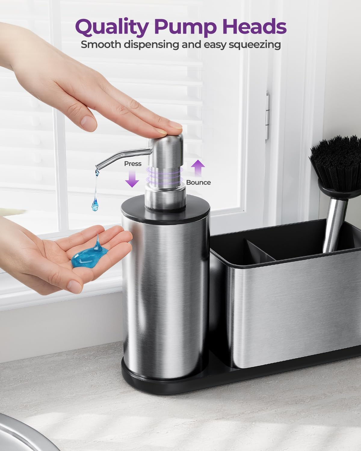 ODesign dish brush included for quick, effective dish cleaning.