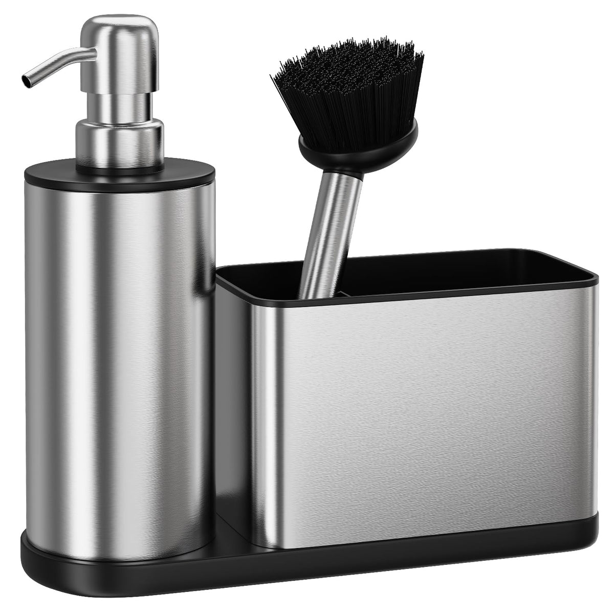 ODesign kitchen soap dispenser set on counter shows an organized cleaning area.