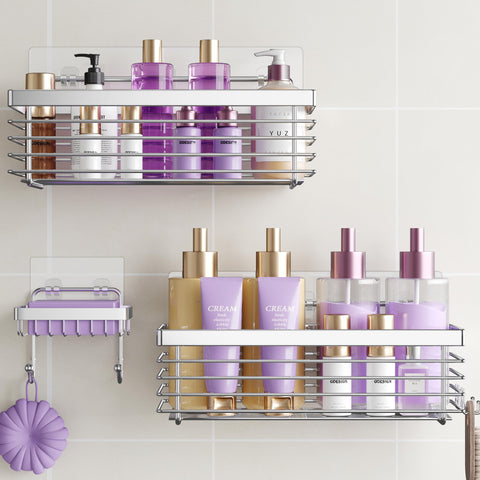 ODesign shower caddy 3-pack SUS304 demonstrates rustproof storage for organized shower essentials.