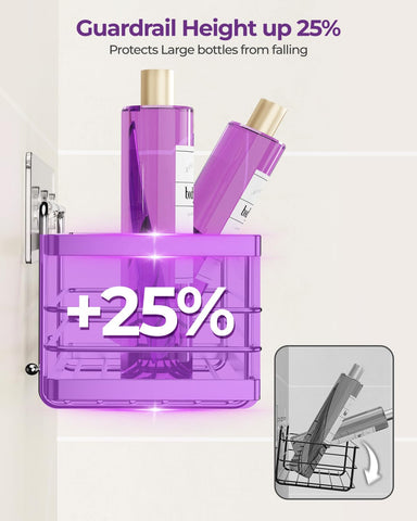 ODesign deep basket offers ample space for shampoo, conditioner, and soaps.
