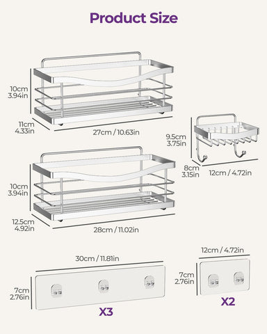 ODesign stainless steel caddy promises rustproof durability for daily shower use.