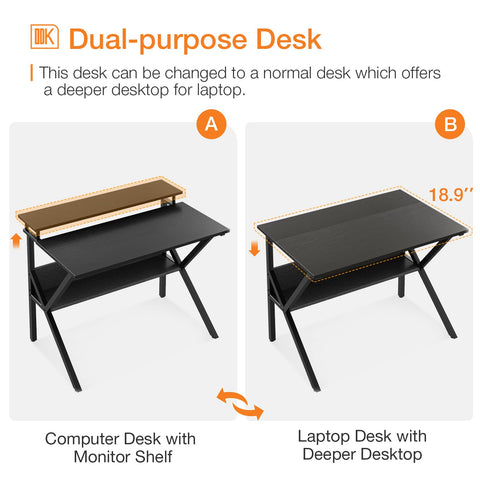 ODK Small Desk durable MDF top supports daily laptop and book use.