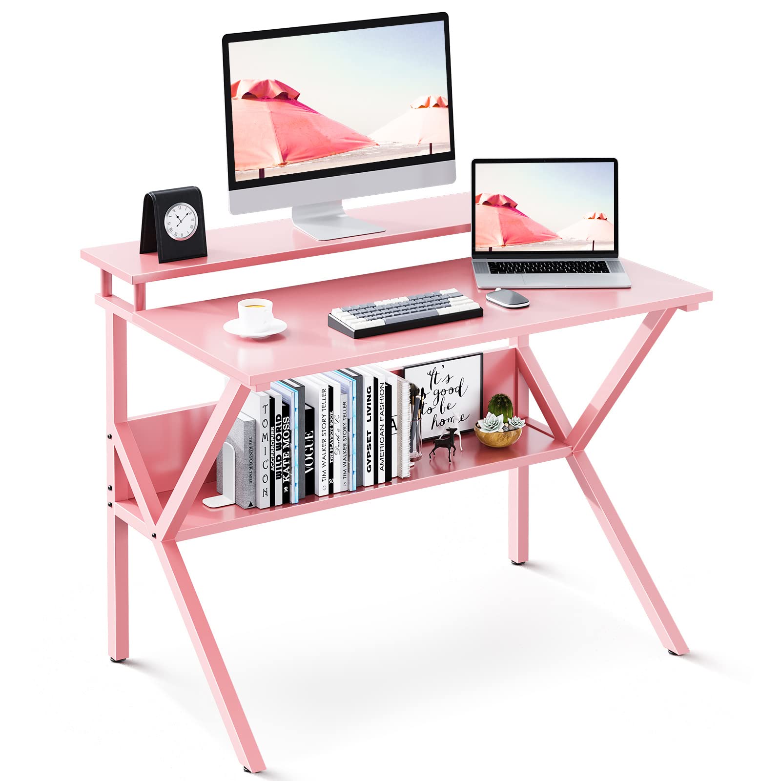 ODK Small Desk pink corner-fit view highlights space-saving design for small rooms