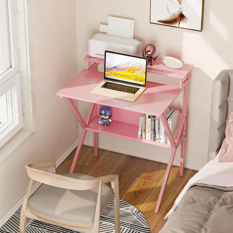 ODK Small Desk pink side-profile shows sturdy construction