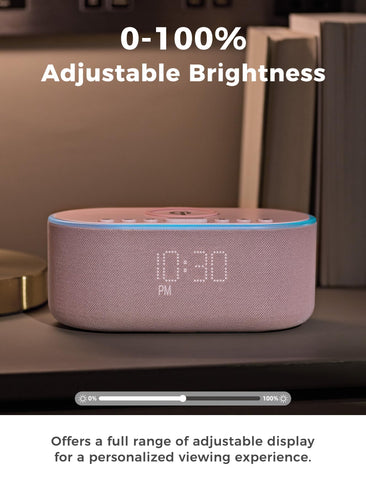 Odokee 8-color nightlight on pink bedside clock creates a calming ambiance.