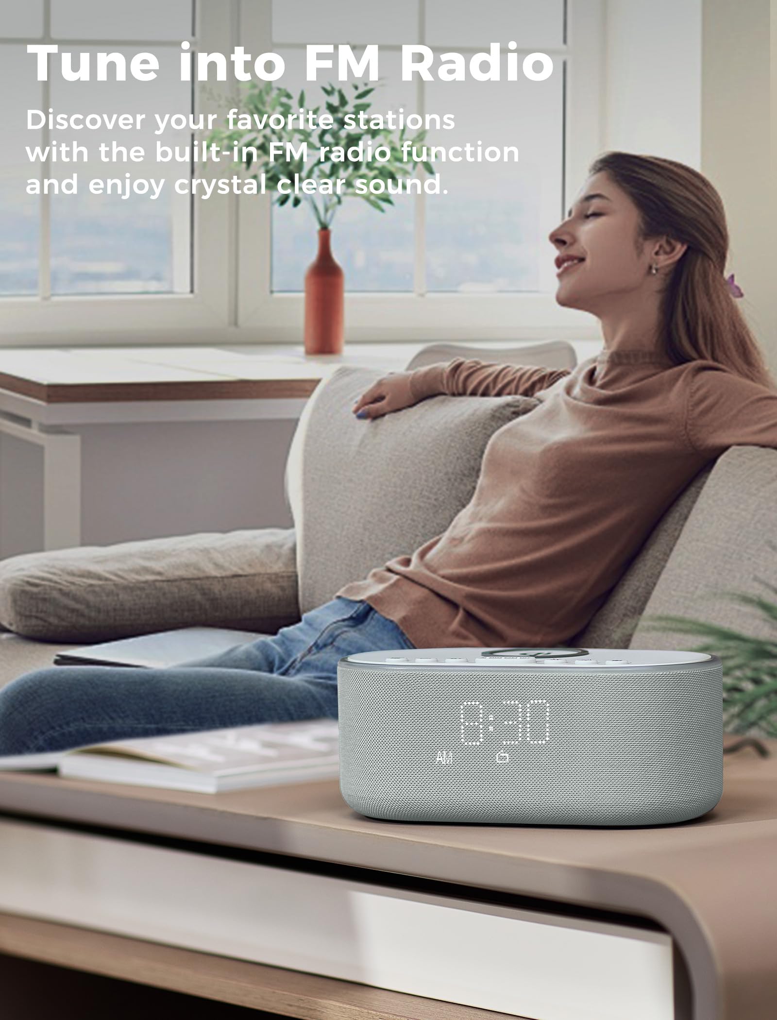 Odokee Cloud Blue Clock FM radio for local stations and sleep timer