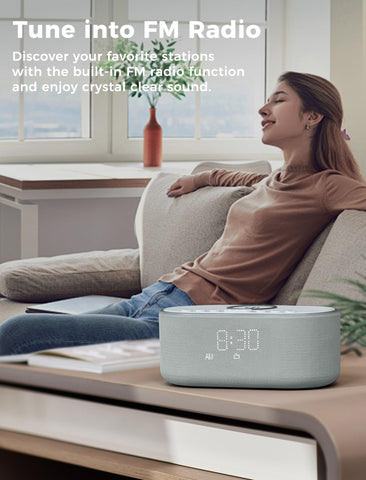 Odokee Cloud Blue Clock FM radio for local stations and sleep timer