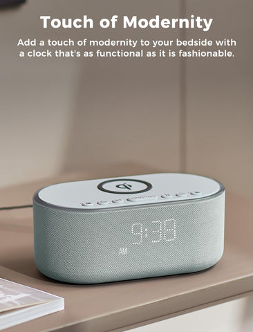 Odokee Cloud Blue Clock USB charging and 10W Qi power on demand