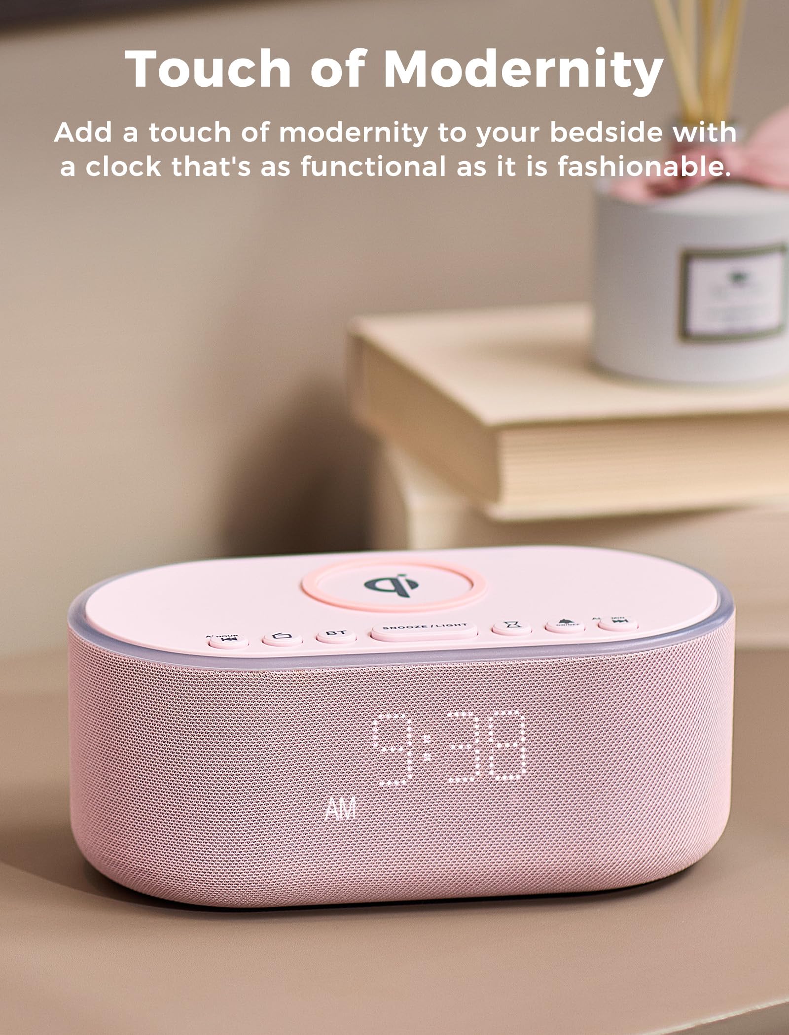 Odokee clock with USB port provides extra charging options and organized cables.