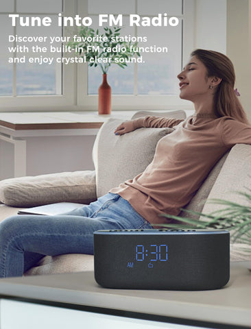 Odokee wireless charging alarm clock black dimmable display reduces glare at night