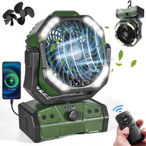 Odoland camping fan with 40000mAh battery delivering powerful airflow.