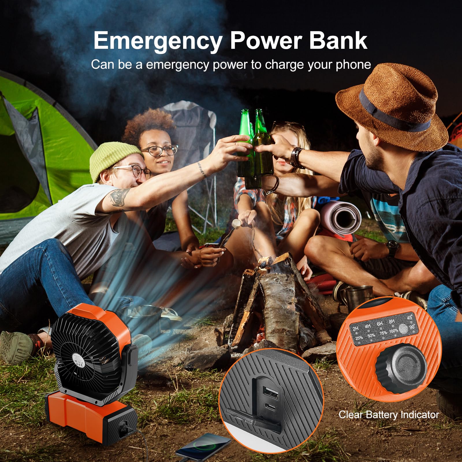 Odoland lightweight portable fan ideal for travel, camping, and RV use.