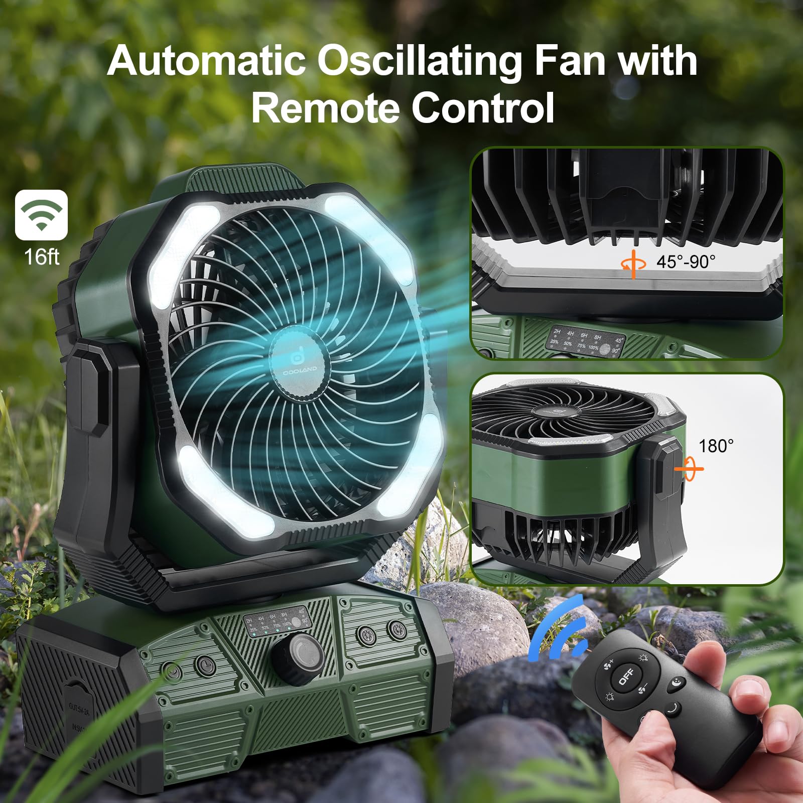 Odoland portable camping fan compact design for travel.