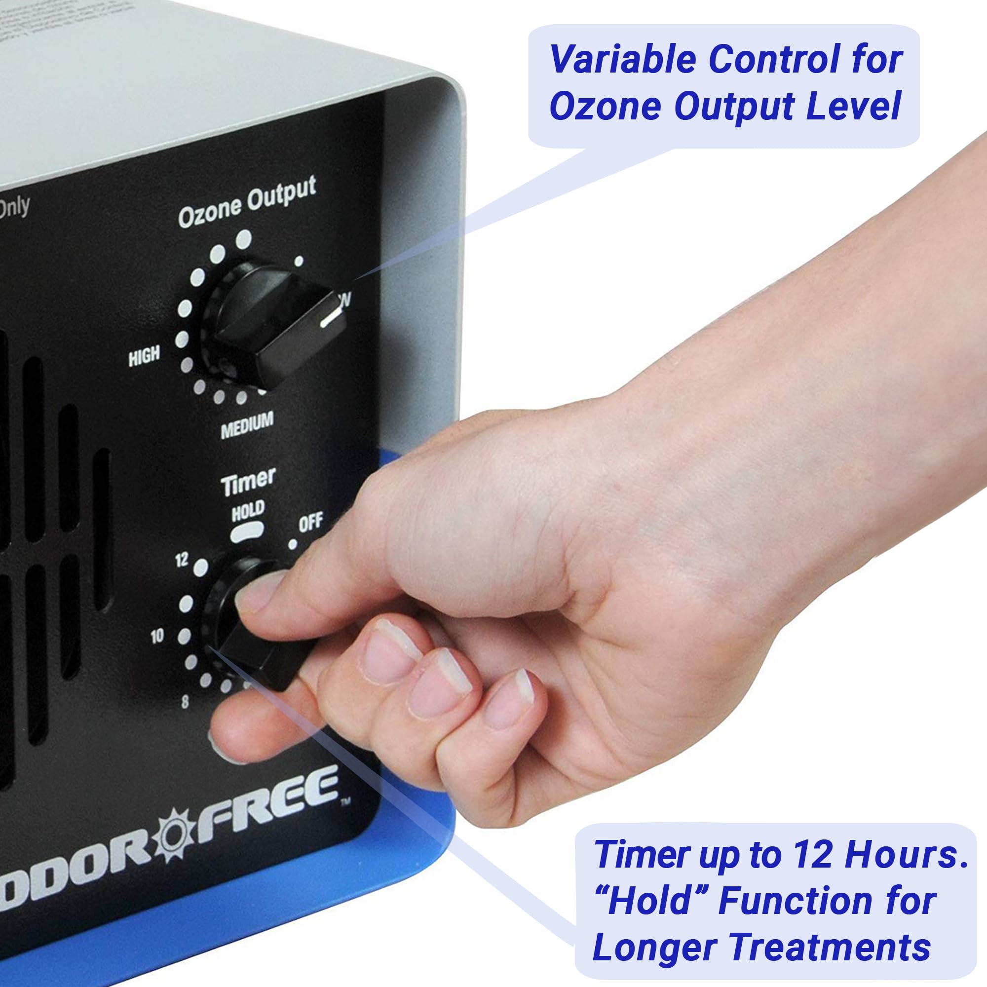 OdorFree Villa 3000 control panel highlights simple, precise settings for customized use.