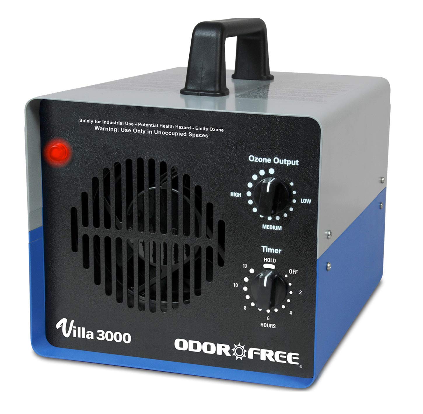 OdorFree Villa 3000 front view shows the unit ready for large-space odor treatment.