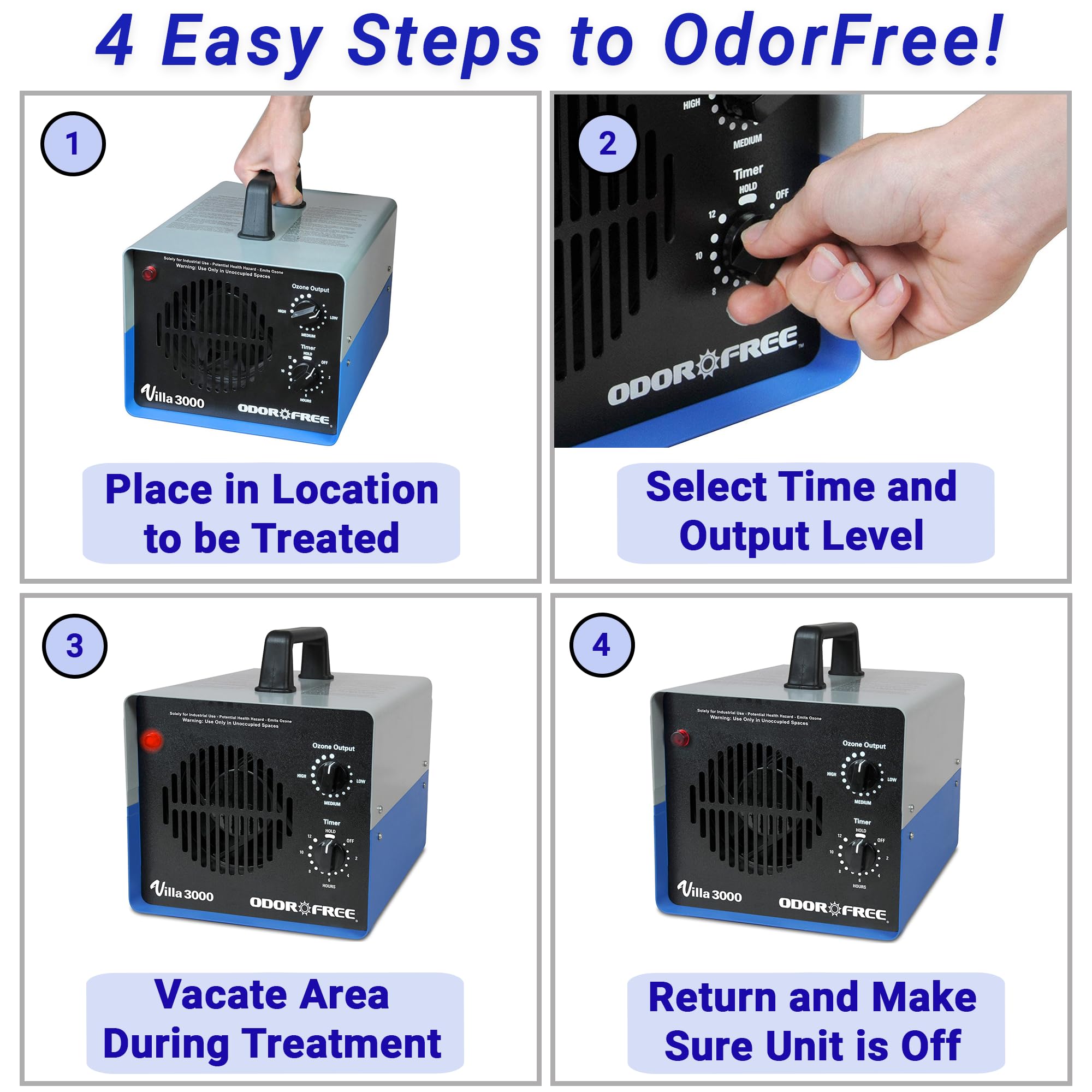OdorFree Villa 3000 plates and filter included for quick maintenance and setup.