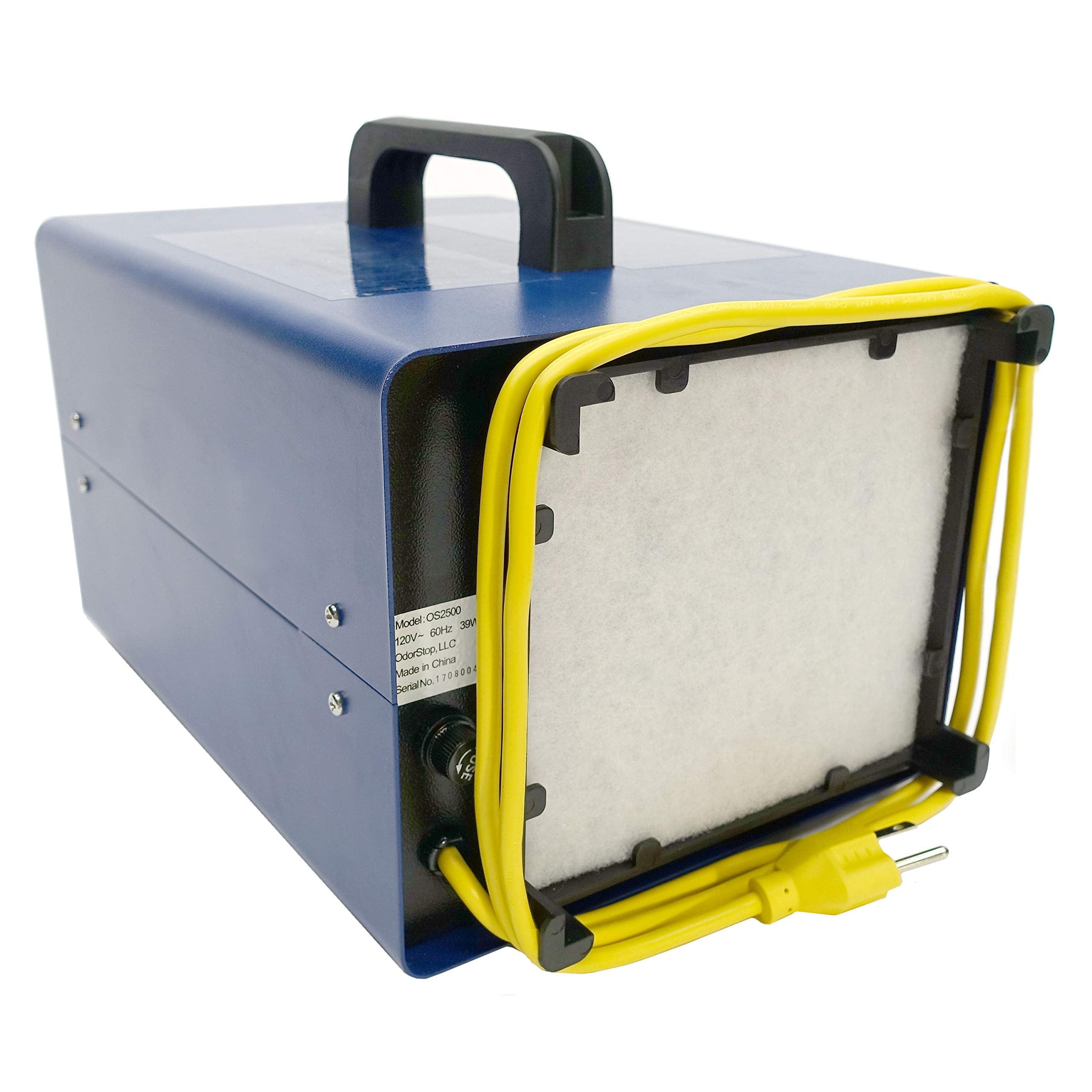 OdorStop OS2500UV side panel highlights rugged build for reliable deodorization in basements