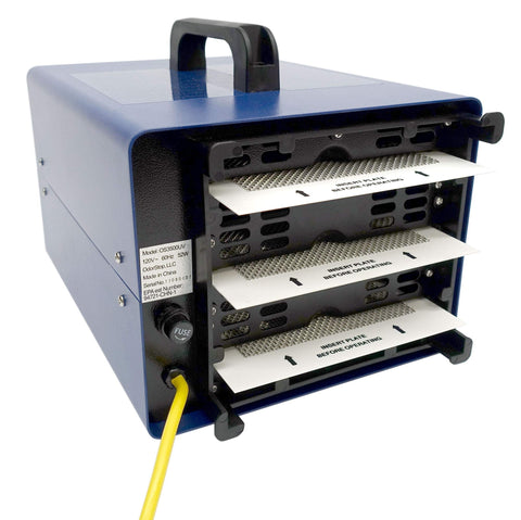 OdorStop OS3500UV controls panel highlights timer and adjustable ozone output.