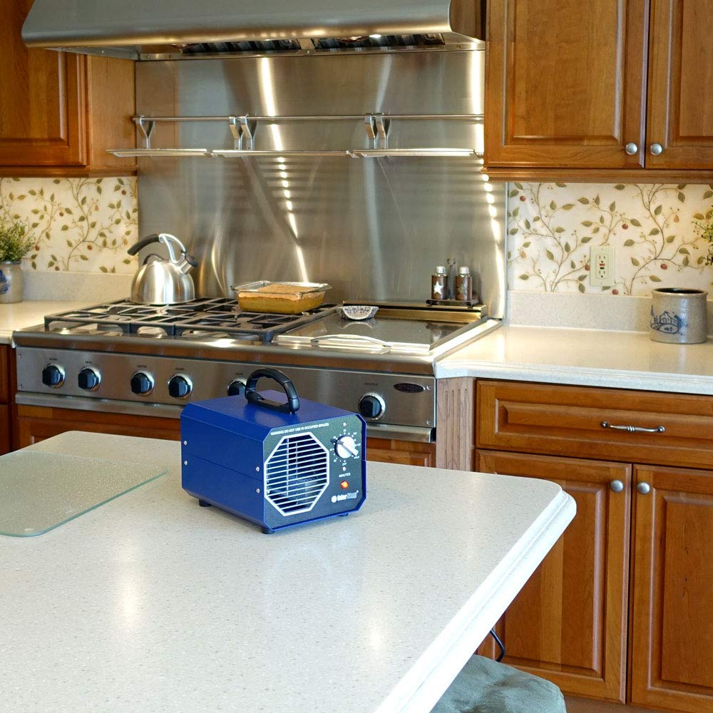 OdorStop OS900/6G aluminum housing shows lightweight, portable unit.