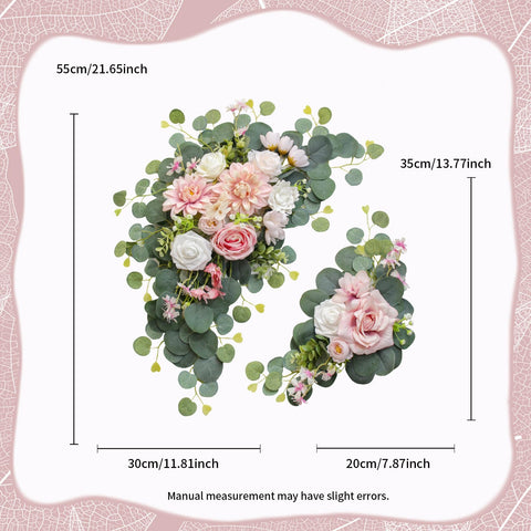 Odouzy artificial flower swag highlights the arch with soft pink hues and realistic texture.