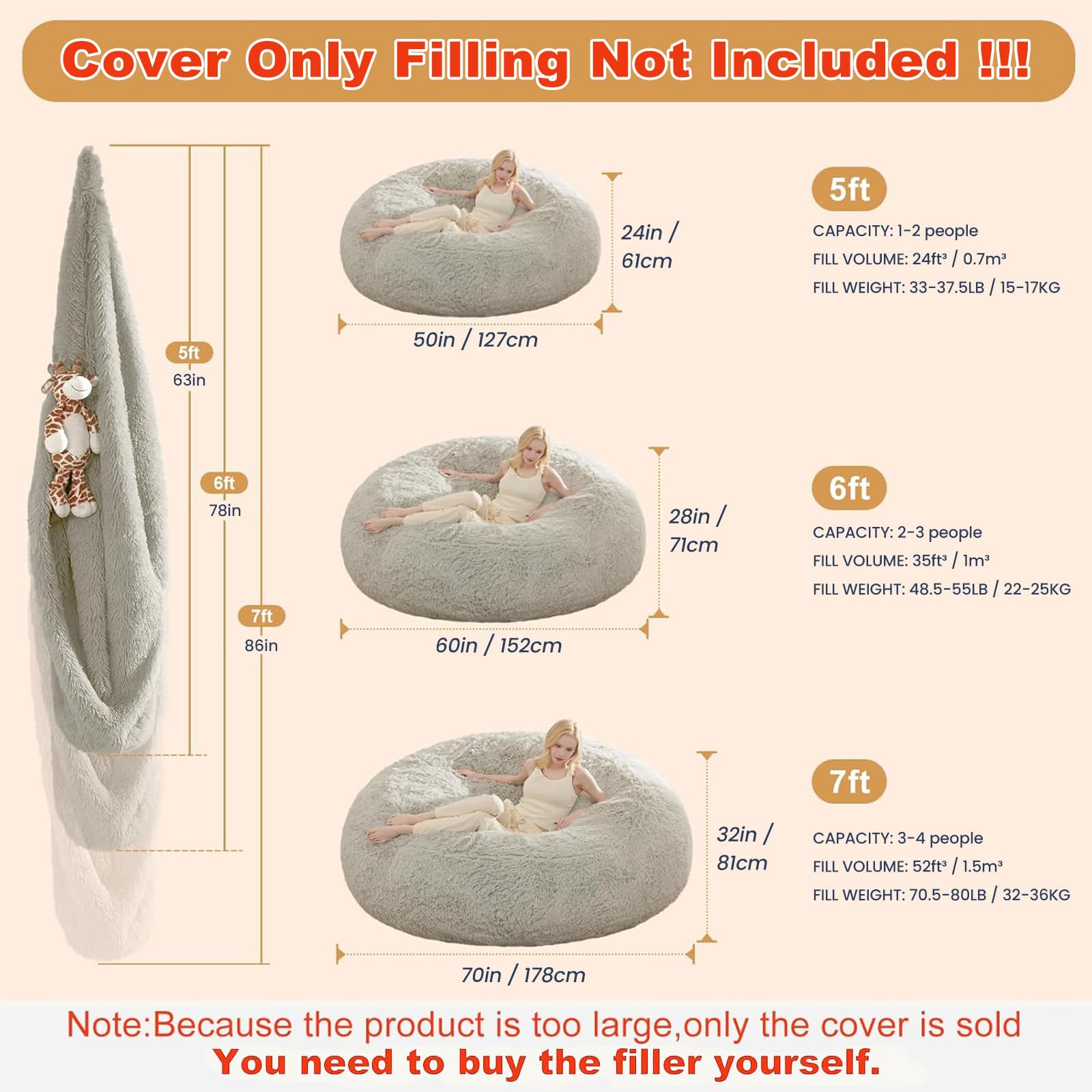 ODreamyDogs 5ft round cover showing plush texture for luxurious decor and comfort