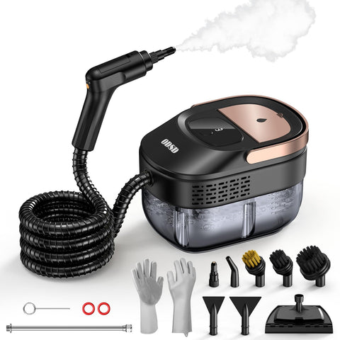 ODSD steam cleaner handheld front view shows compact design for quick home cleaning