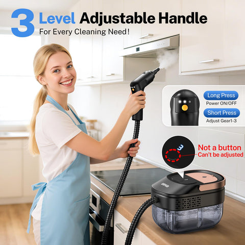 ODSD steam cleaner tank visible for long cleaning sessions with fewer refills