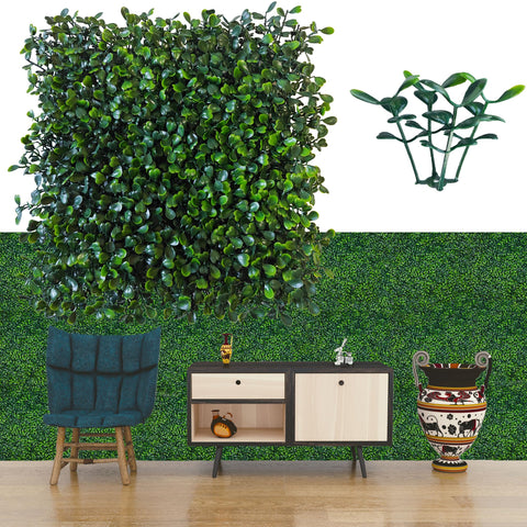 ODTORY artificial grass wall panel closeup with 3D leaves for a realistic privacy backdrop