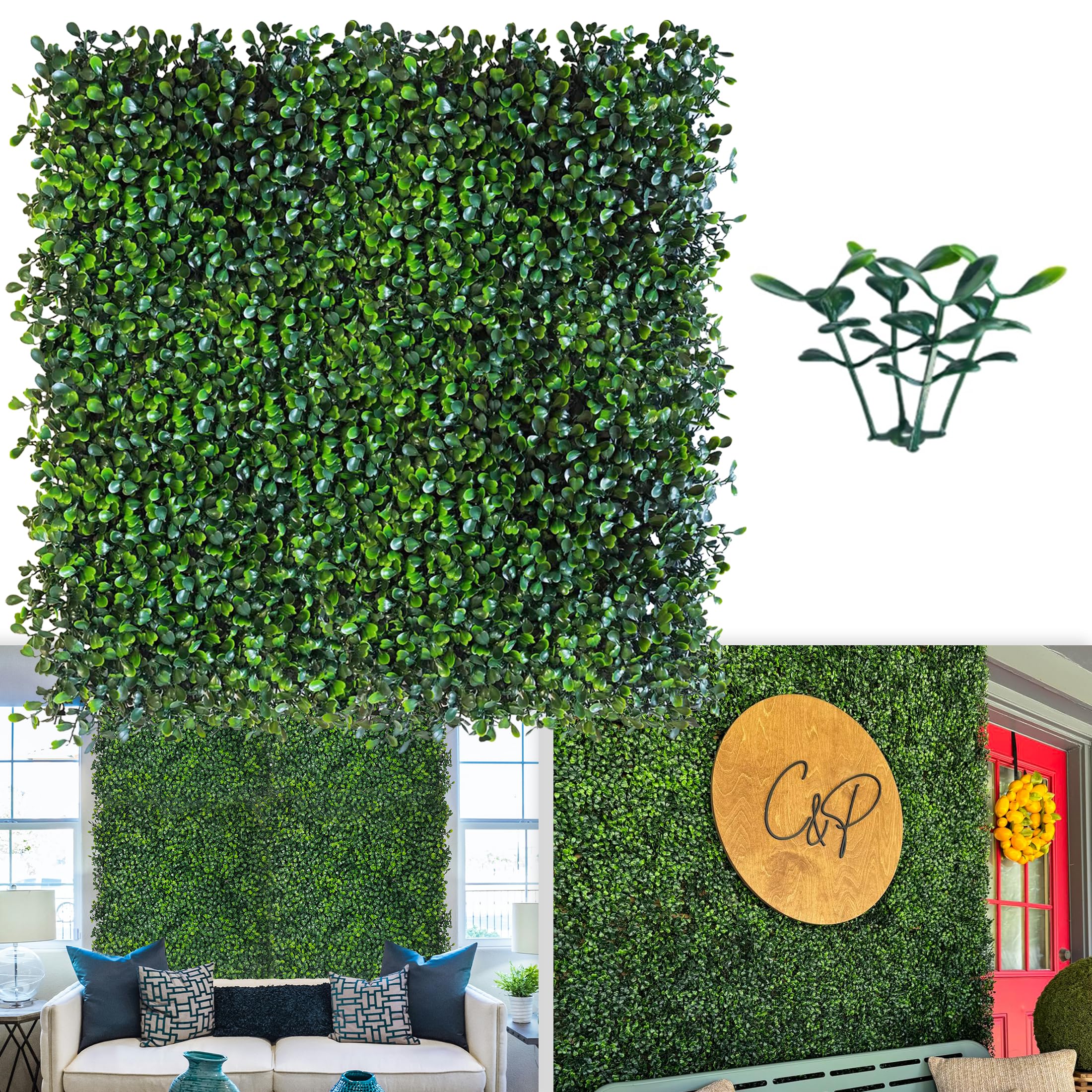 ODTORY artificial grass wall panel backdrop with 10x10 inch panels for versatile indoor/outdoor decor.