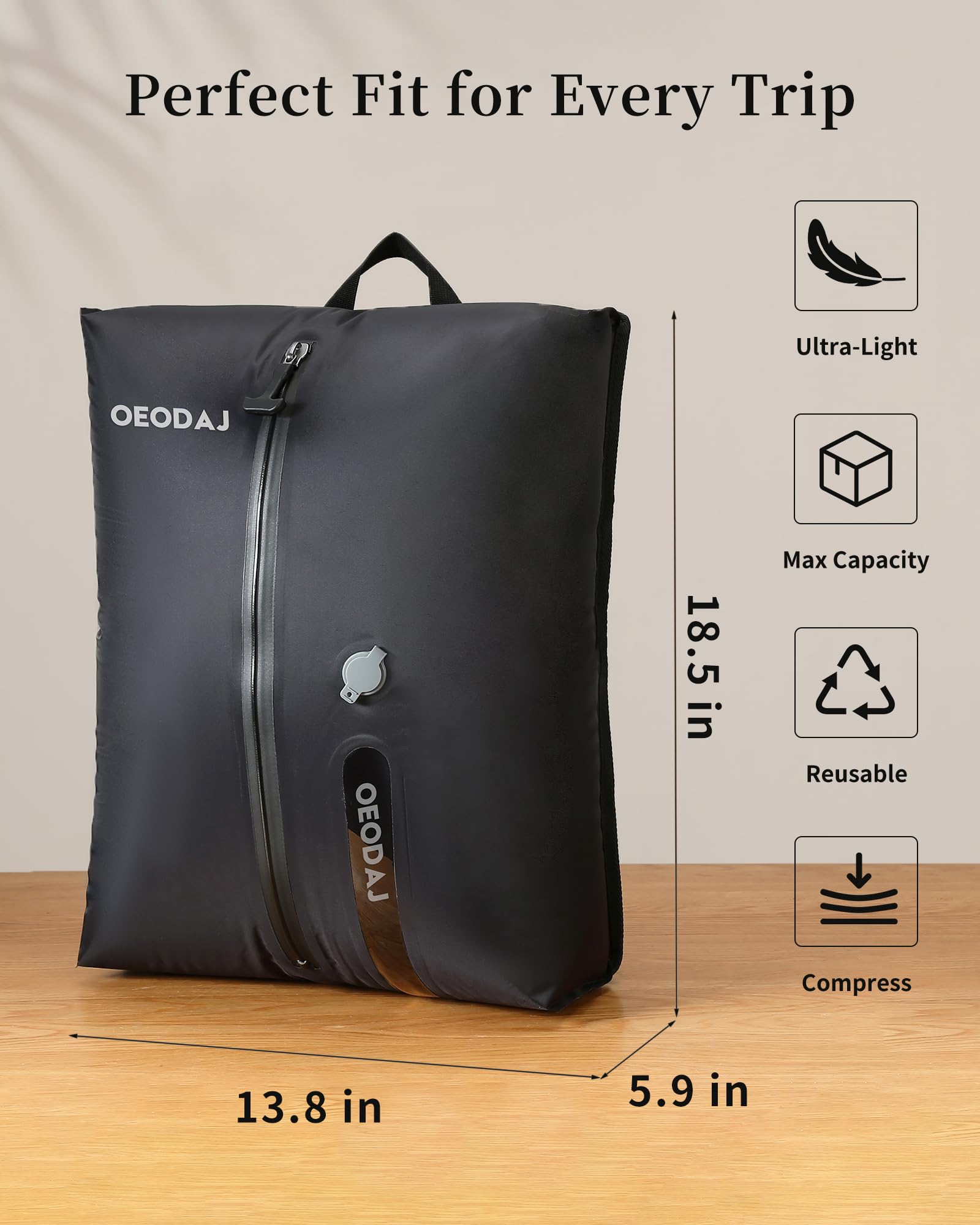 OEODAJ packing in luggage shows space-saving benefits during trips
