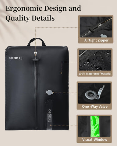 OEODAJ reinforced seams and zippers for durable, long-lasting travel bags