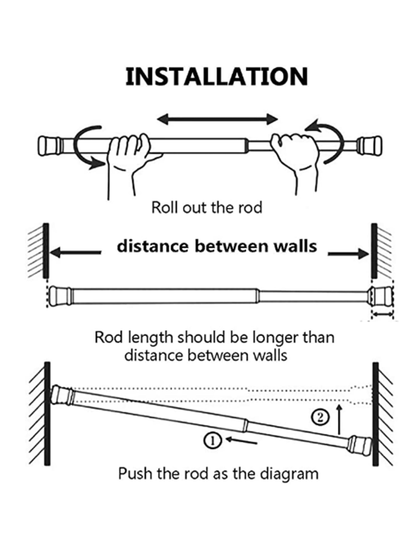 OESLIRT tension rod used near fridge area for shelf organization.