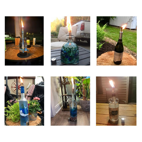 OEXEO garden lighting with wine bottle glow along pathways