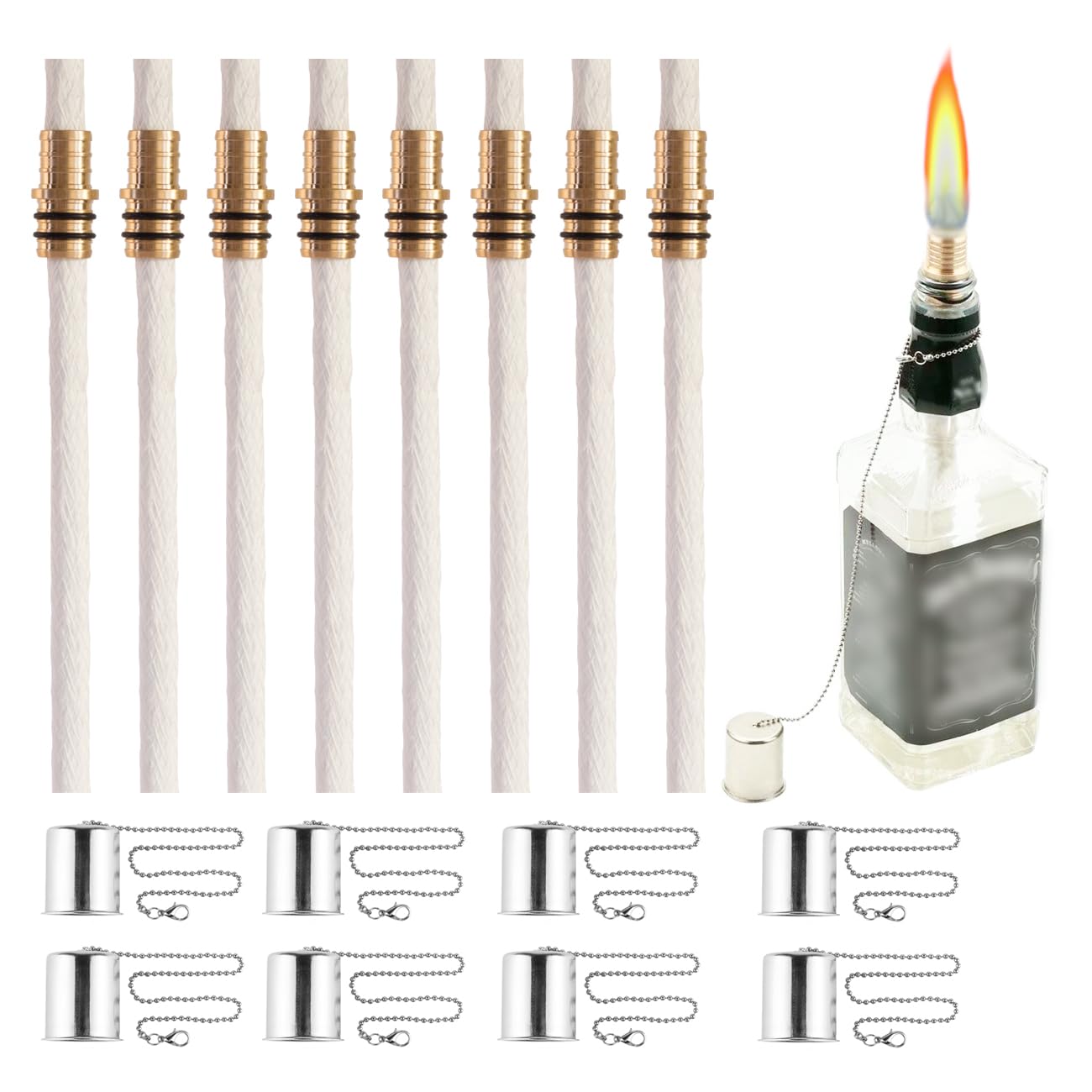 OEXEO wine bottle torch kit 8-pack set for outdoor garden lighting