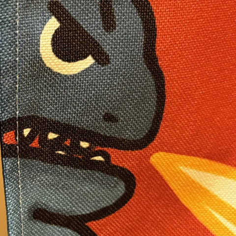 Ofat Home fire-breathing dinosaur noren adds bold character to entryways.