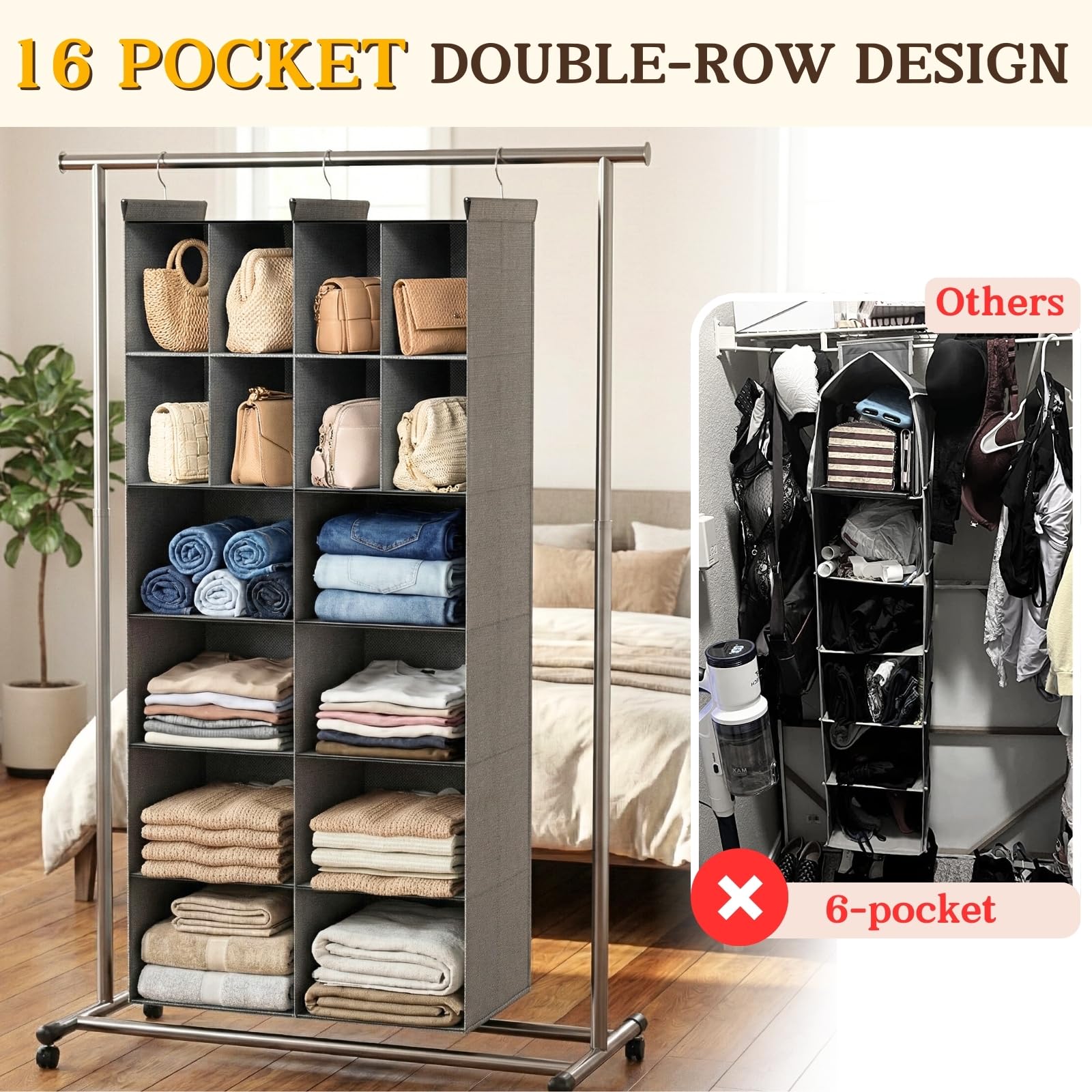 Ofiray-home 16 compartments design enhances closet organization and quick item access.