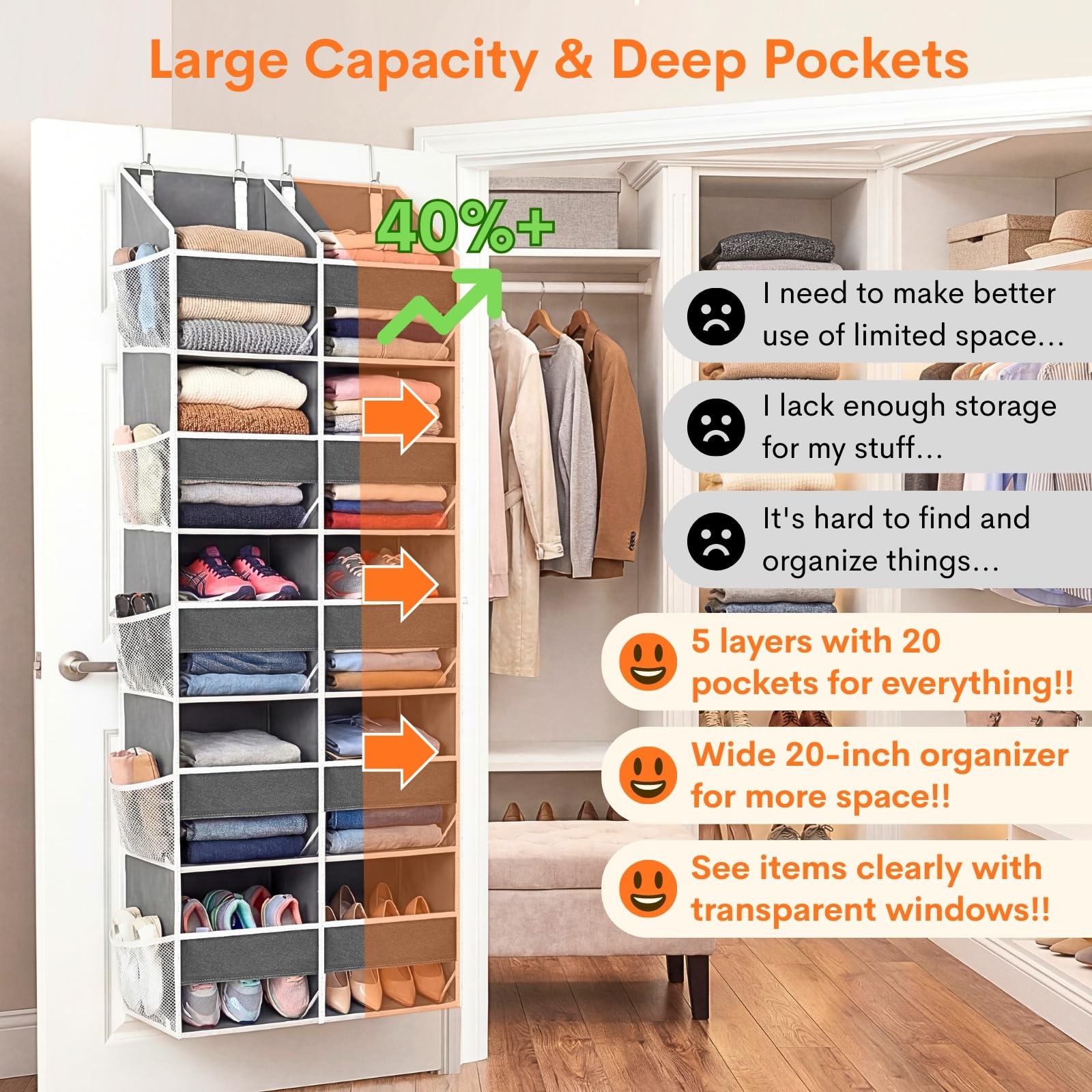 Ofiray-Home behind-door unit with 20-inch width and 80 lb capacity for heavier items