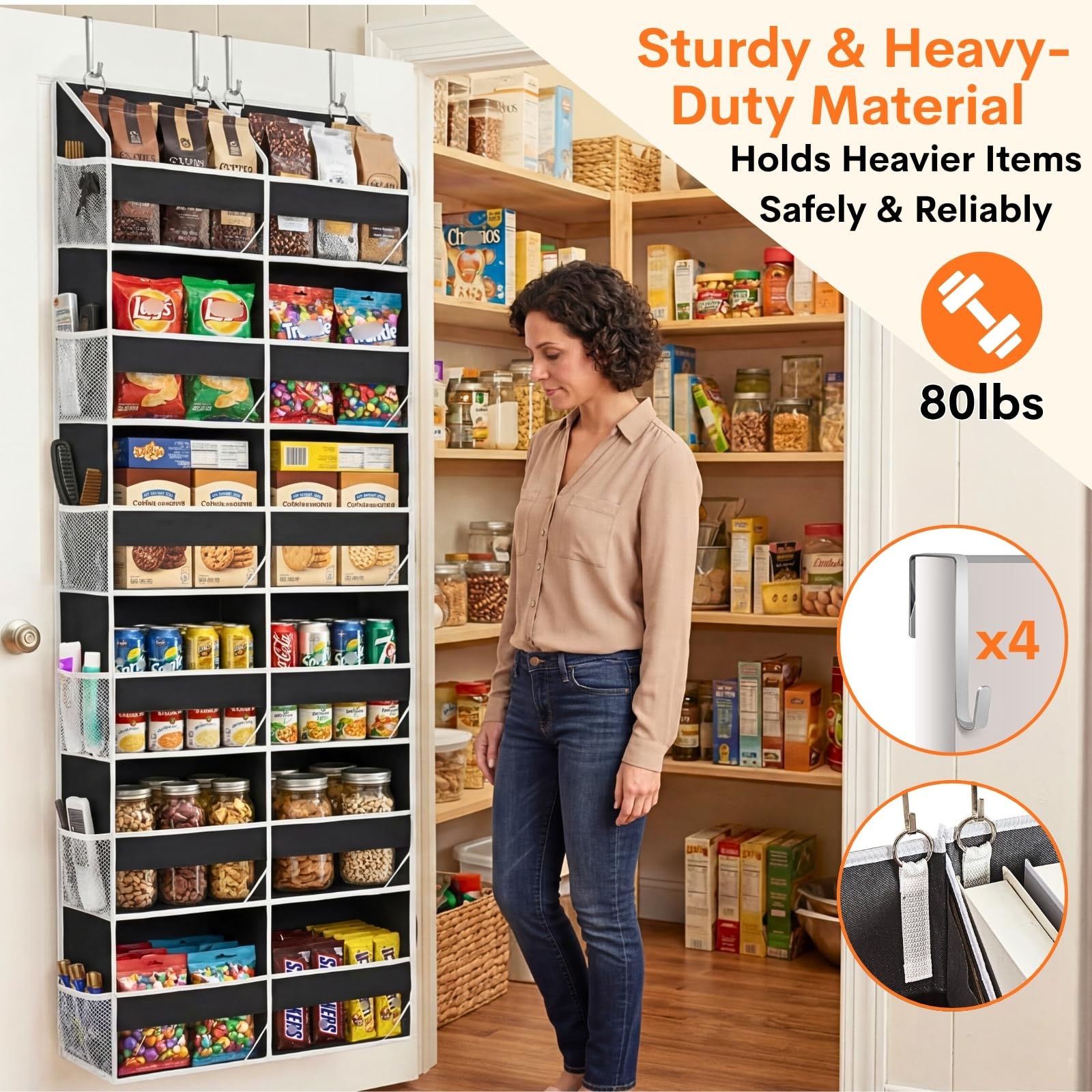 Ofiray-Home 20-inch expanded width provides roomy door storage with strong support.