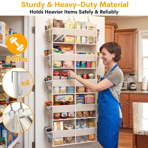 Ofiray-home organizer shows 4 hooks and 10 mesh pockets for small items.