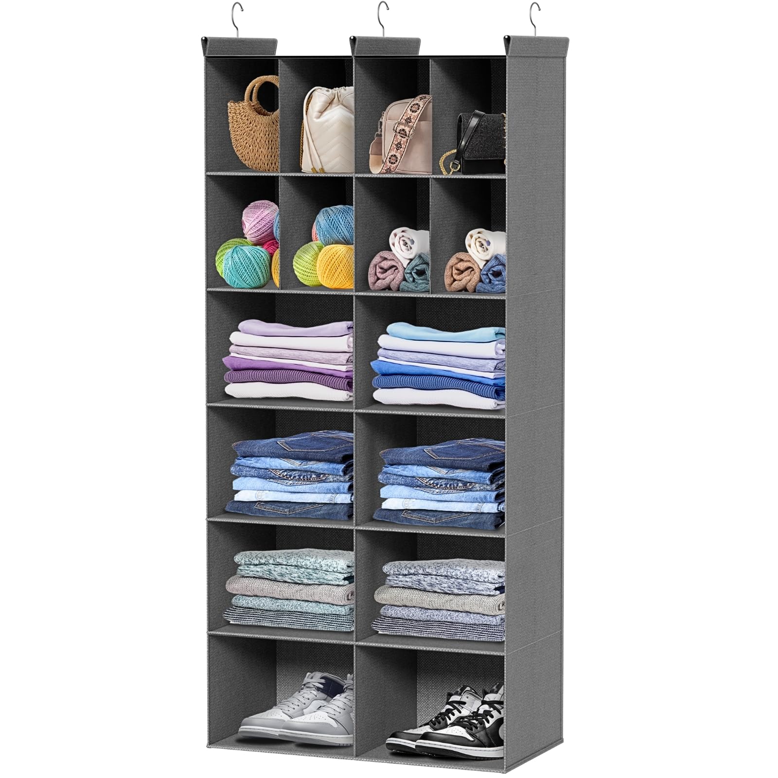 Ofiray-home 6-tier hanging closet organizer provides space-efficient sweater storage.