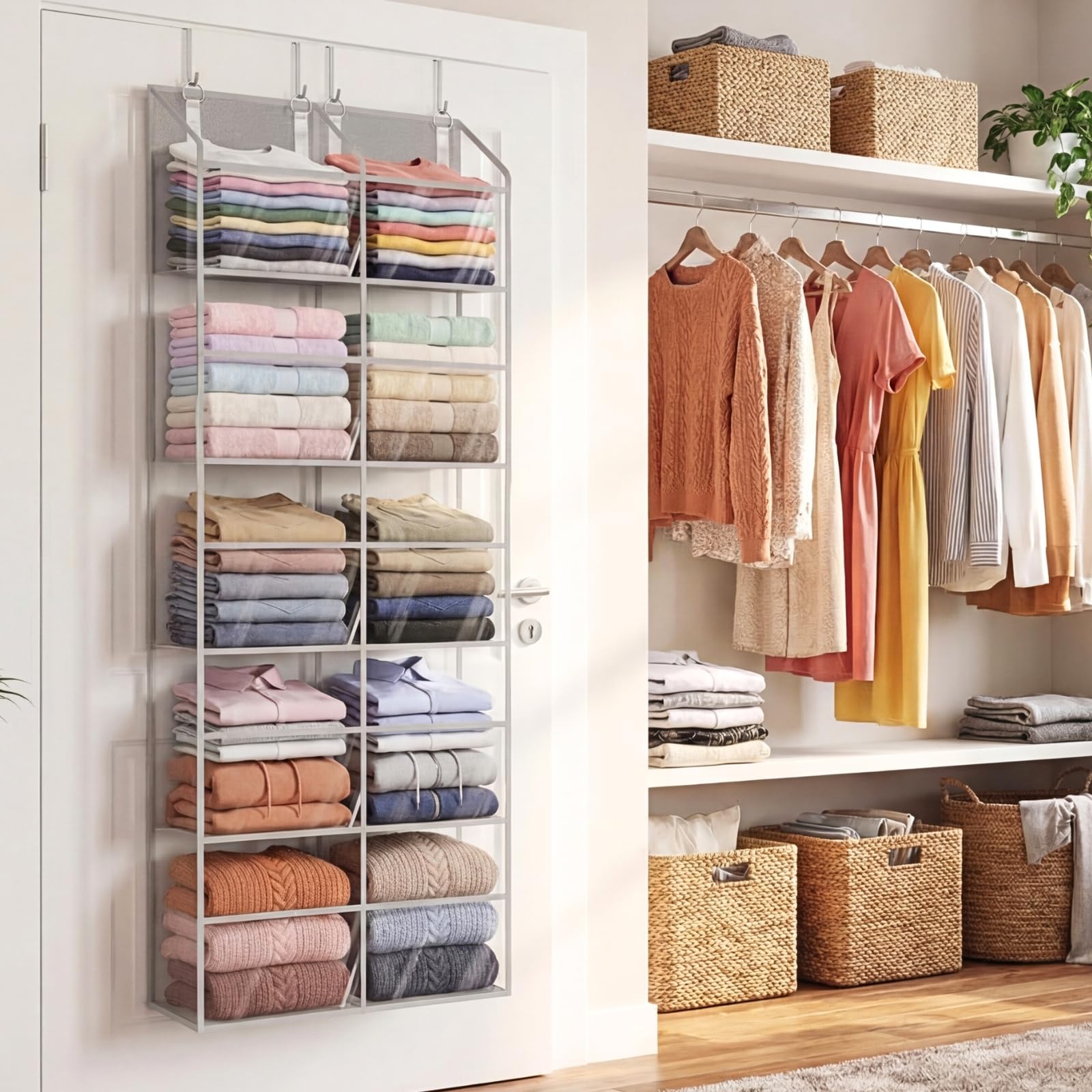 Ofiray-Home door hanging storage with ten compartments keeps small items organized