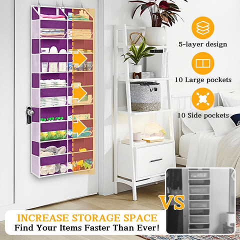 Ofiray-Home door storage with 10 compartments for small space organization behind doors