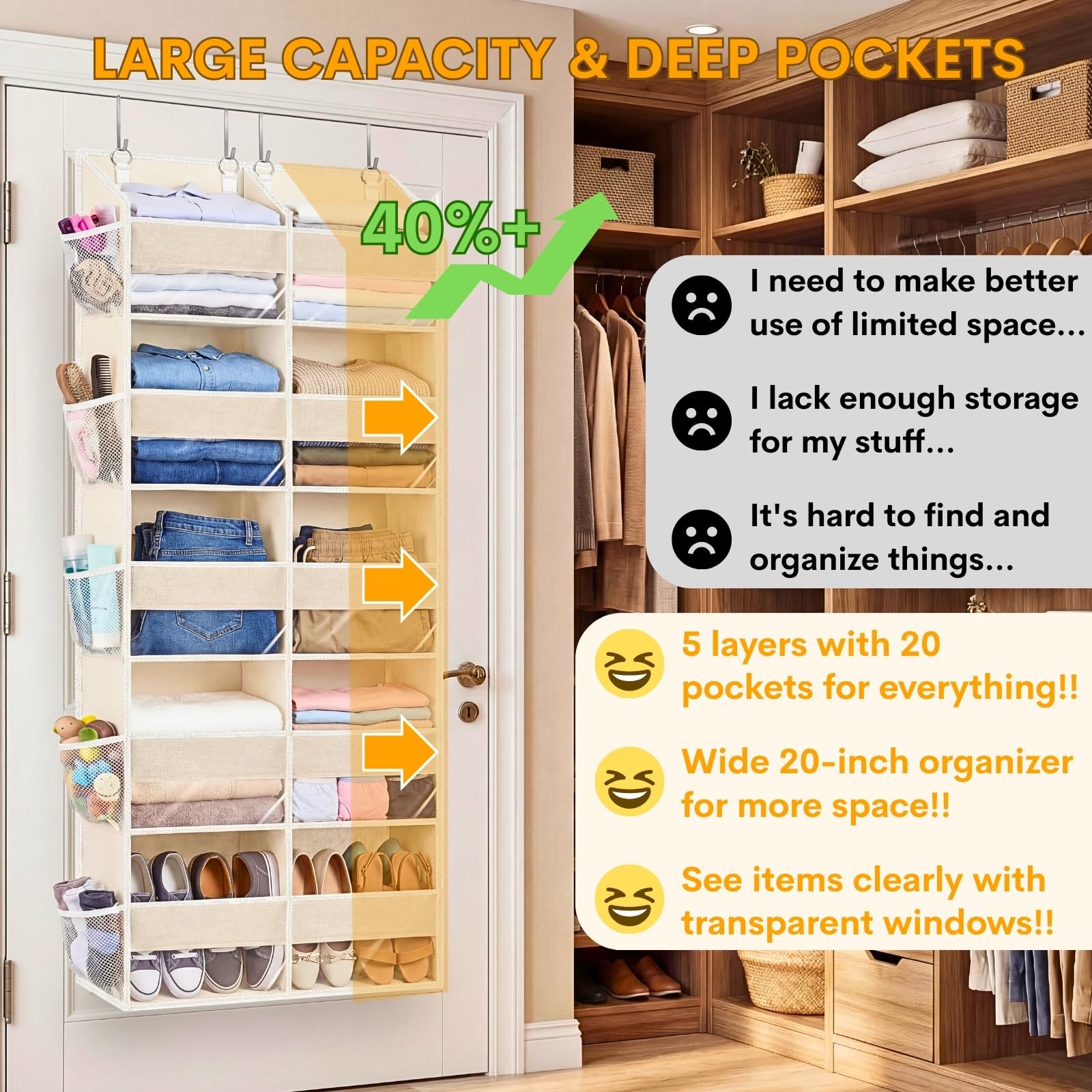 Ofiray-home door storage demonstrating sturdy 80 lb capacity.