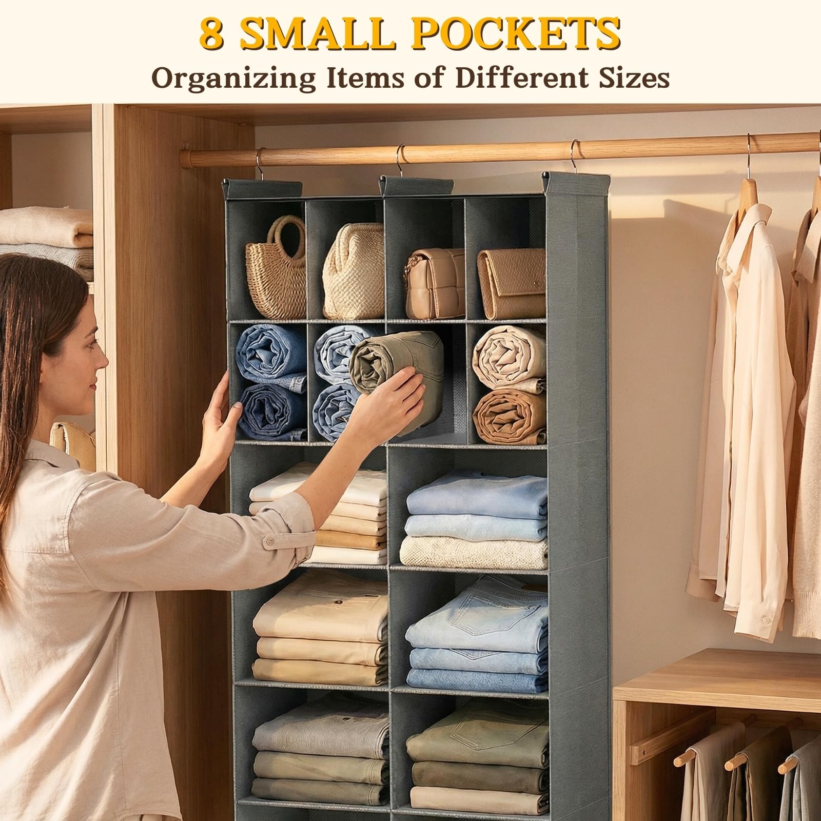 Ofiray-home dual-row design maximizes wardrobe space for easier organization.
