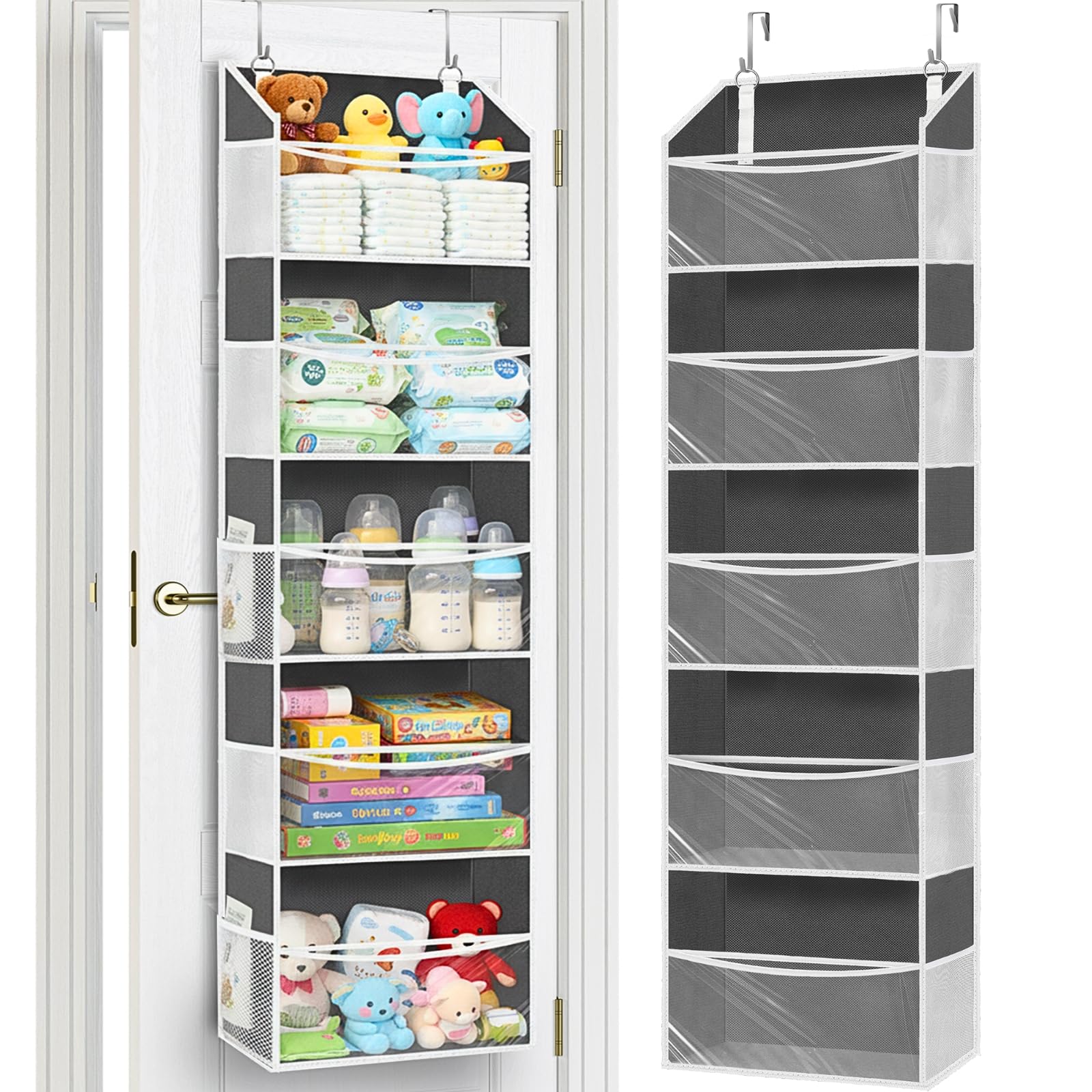 Ofiray-home over-door organizer with five large pockets for quick access to diapers and toys
