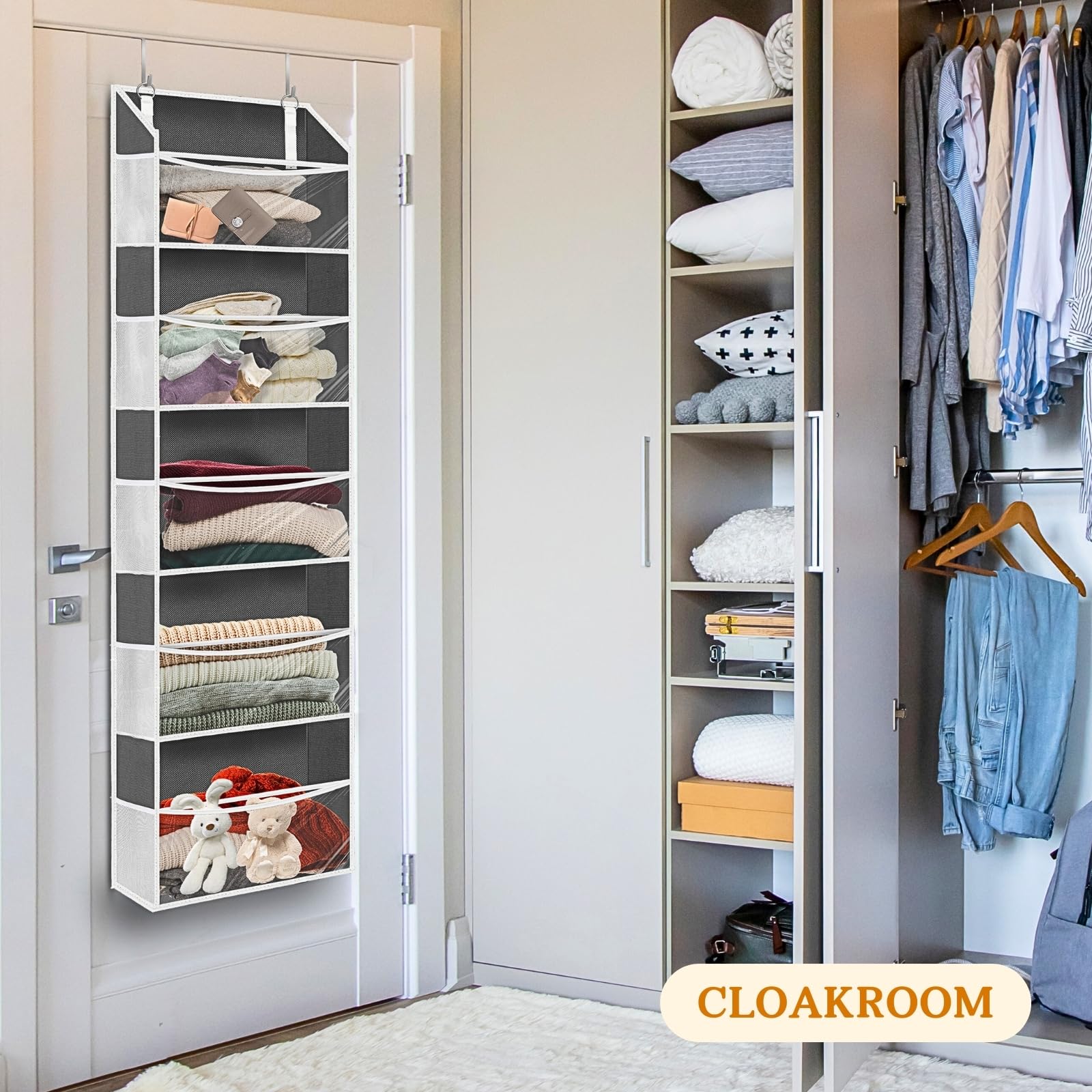 Ofiray-home over-door organizer quick install fits doors under 2 inches thick