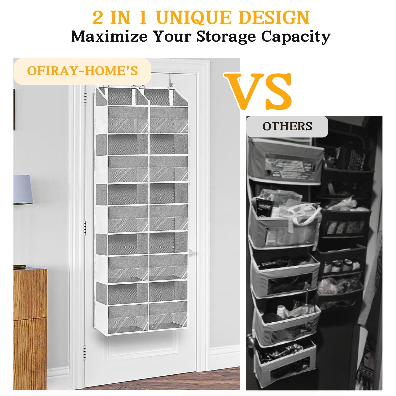 Ofiray-Home 80lb capacity keeps heavier necessities safely behind the door.